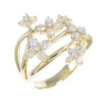 K18YG フラワー ダイヤモンドリング