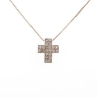 K18PG クロス ダイヤモンドネックレス