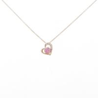 K10YG ハート ピンクサファイヤネックレス