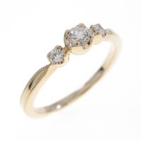 K18PG スリーストーン ダイヤモンドリング