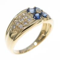 K18YG フラワー サファイヤリング