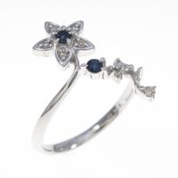 K10WG フラワー サファイヤリング