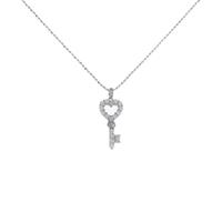 K18WG キー×ハート ダイヤモンドネックレス