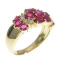 K18YG フラワー ルビーリング