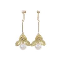 K18YG ローズ アコヤパールイヤリング