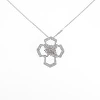 K18WG クロス ダイヤモンドネックレス