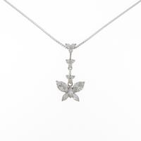 K18WG バタフライ ダイヤモンドネックレス