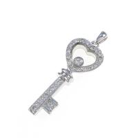 K18WG キー×ハート ダイヤモンドペンダント