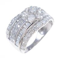 K18WG フラワー ダイヤモンドリング