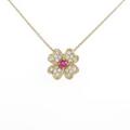 K18YG クローバー ルビーネックレス