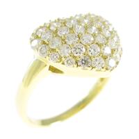 K18YG ハート パヴェ ダイヤモンドリング