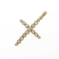 14KYG クロス ダイヤモンドペンダント