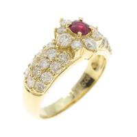 K18YG フラワー ルビーリング