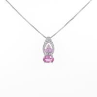 K14WG ピンクサファイヤネックレス