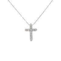 K18WG クロス ダイヤモンドネックレス