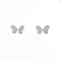 K18WG バタフライ ダイヤモンドピアス