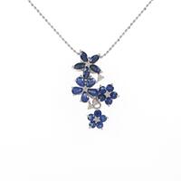 K18WG フラワー サファイヤネックレス