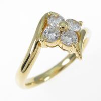 K18YG フラワー ダイヤモンドリング