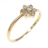 K18YG フラワー ダイヤモンドリング