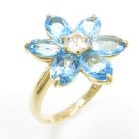 K18YG フラワー ホワイトサファイヤリング