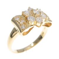 K18YG フラワー×リボン ダイヤモンドリング