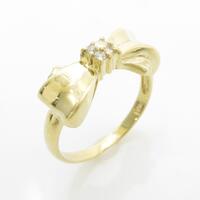 K18YG リボン ダイヤモンドリング
