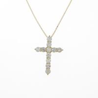 K18YG クロス ダイヤモンドネックレス