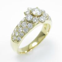 K18YG フラワー ダイヤモンドリング