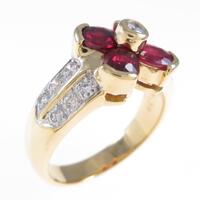 750YG／750WG フラワー ルビーリング