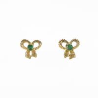 750YG／K18YG リボン エメラルドピアス