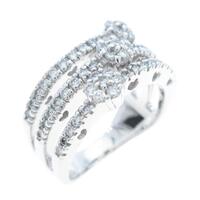 K18WG フラワー ダイヤモンドリング