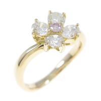 K18YG フラワー ピンクダイヤモンドリング