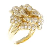 K18YG フラワー ダイヤモンドリング