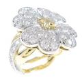 K18YG／PT フラワー ダイヤモンドリング