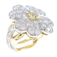 K18YG／PT フラワー ダイヤモンドリング