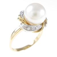 K18YG／PT アコヤパールリング