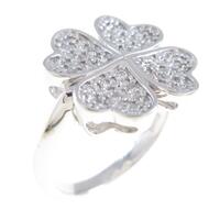 K18WG クローバー ダイヤモンドリング