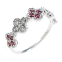 K18WG フラワー ルビーリング