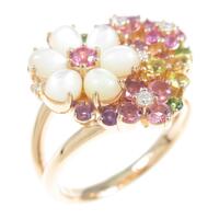 ポンテヴェキオ ハート×フラワー カラーストーンリング