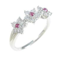 K14WG フラワー ルビーリング