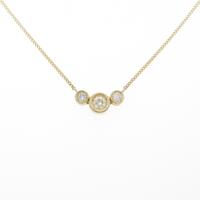 K18YG スリーストーン ダイヤモンドネックレス