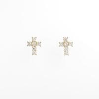 K18YG クロス ダイヤモンドピアス