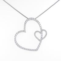 K18WG ハート ダイヤモンドネックレス