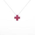 K18WG クロス ルビーネックレス