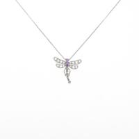 K18WG トンボ カラーストーンネックレス