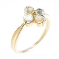 K18YG フラワー ブルートパーズリング