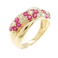 K18YG フラワー ルビーリング