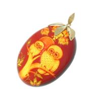 K18YG フクロウ コハクペンダント