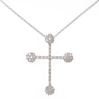 K18WG クロス ダイヤモンドネックレス