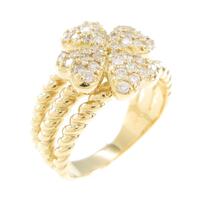 K18YG クローバー ダイヤモンドリング